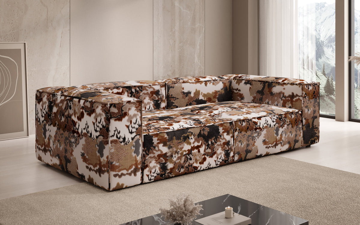 Designer Sofa Lesley 3 Sitzer - Jacquard mit Aquarell-Muster