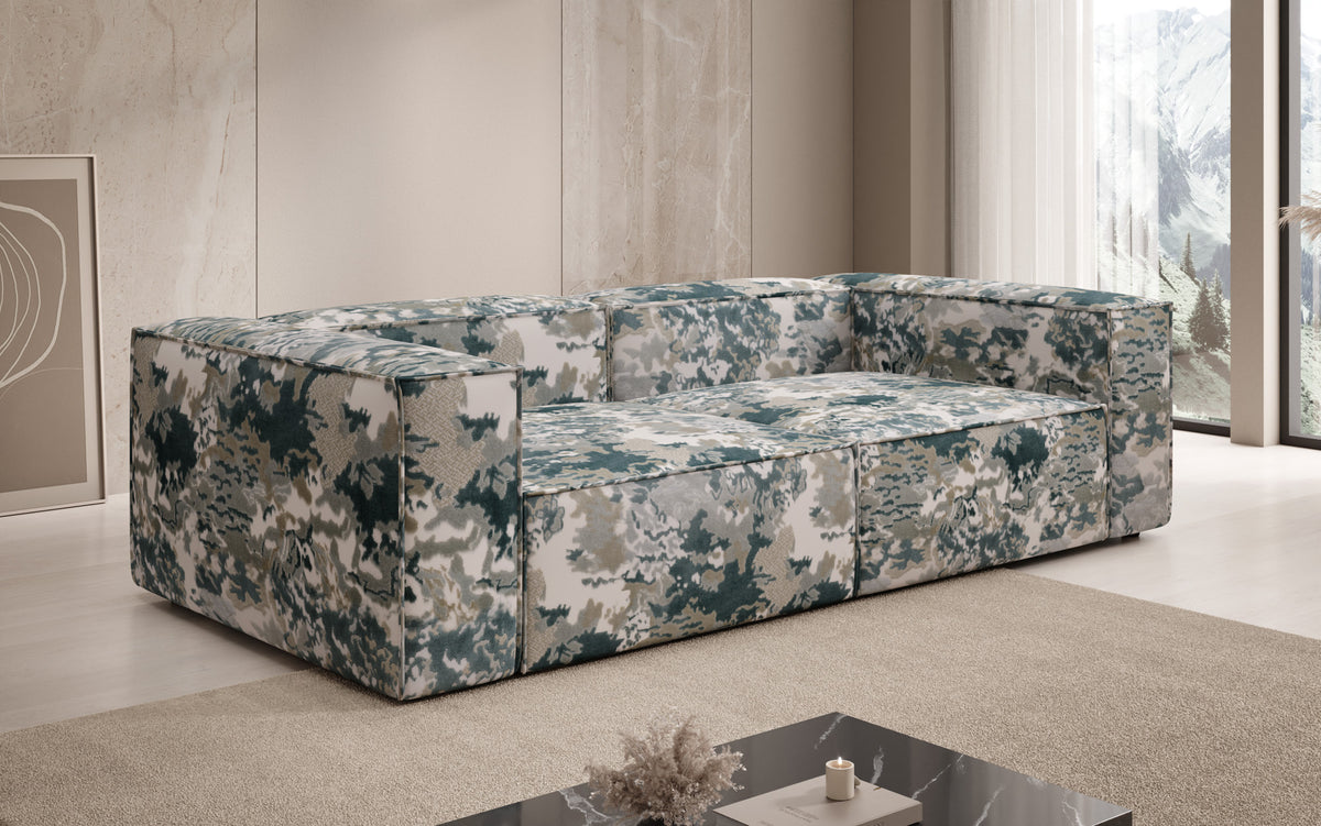 Designer Sofa Lesley 3 Sitzer - Jacquard mit Aquarell-Muster