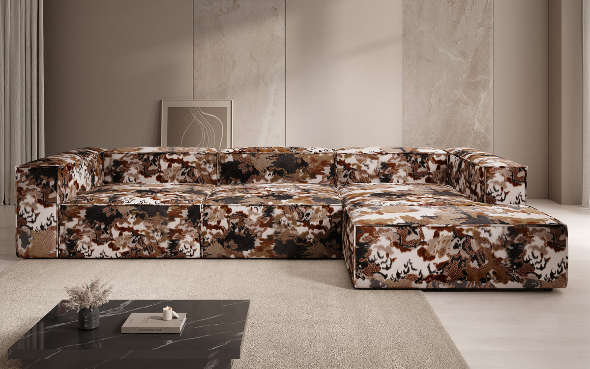 Designer Ecksofa Lesley - Jacquard mit Aquarell-Muster