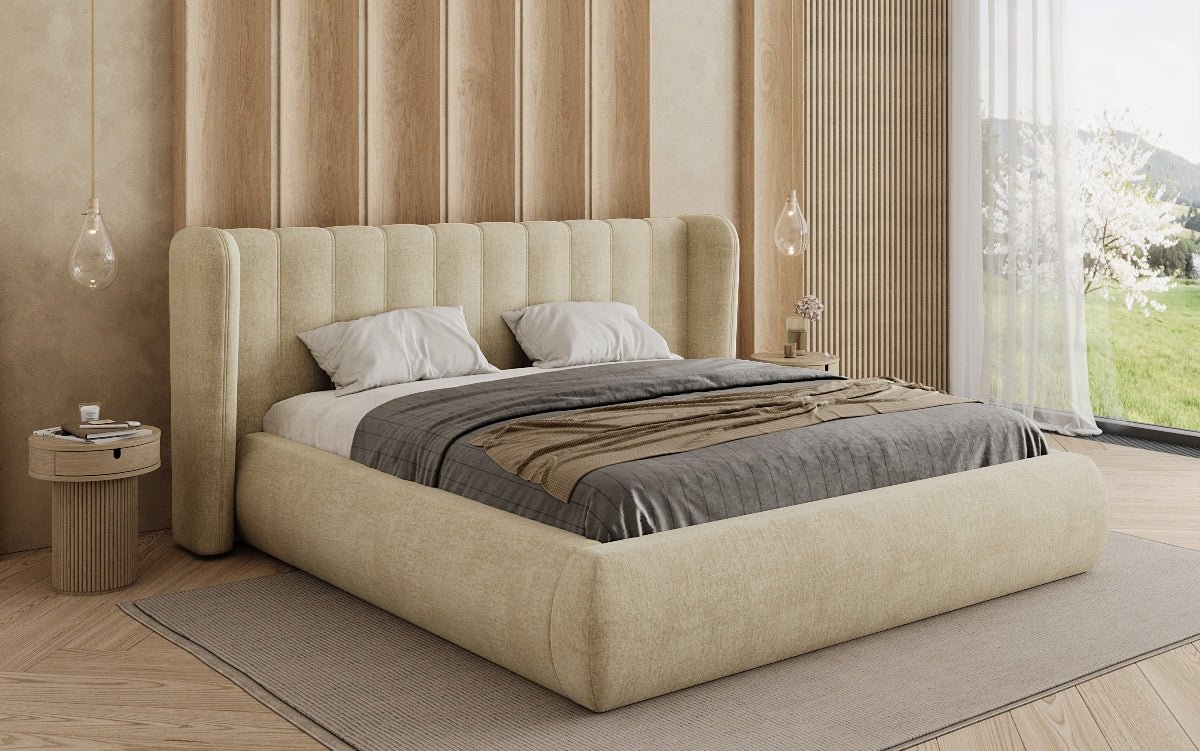 Designer Polsterbett Valentina Samt mit Stauraum