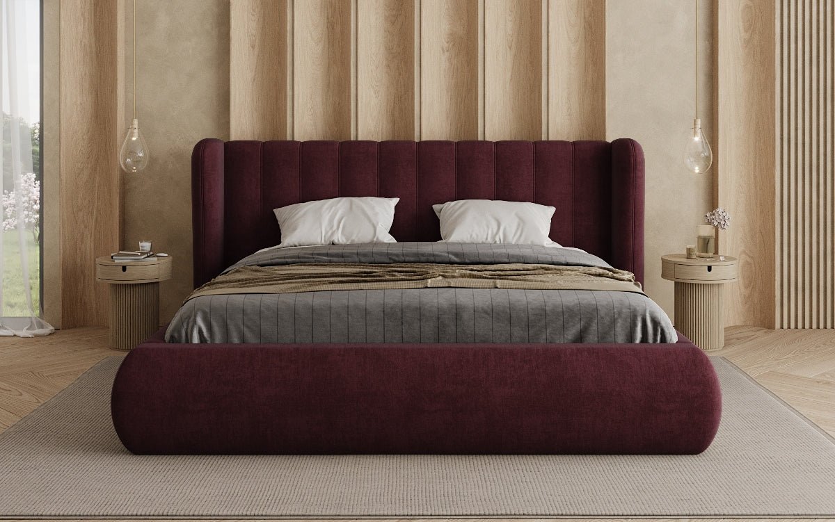 Designer Polsterbett Valentina Samt mit Stauraum