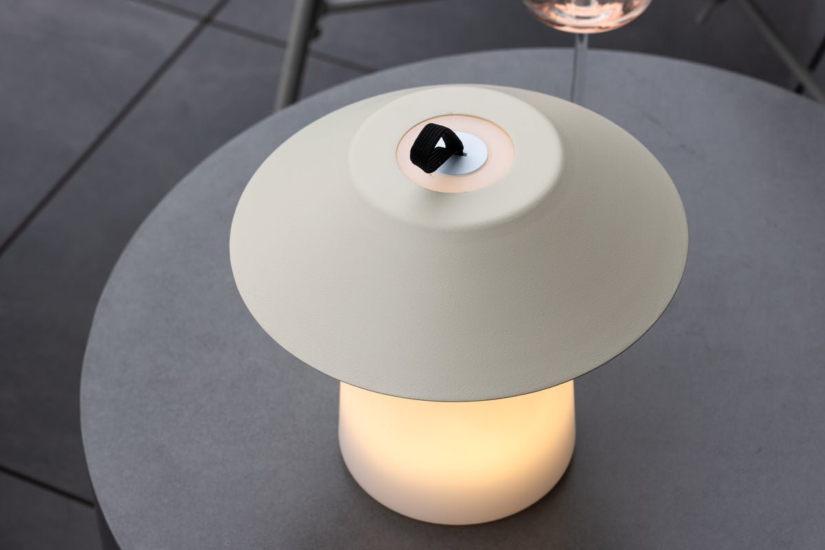 Outdoor-Tischlampe „Eloura“ – in Beige und Schwarz mit 3 Helligkeitsstufen