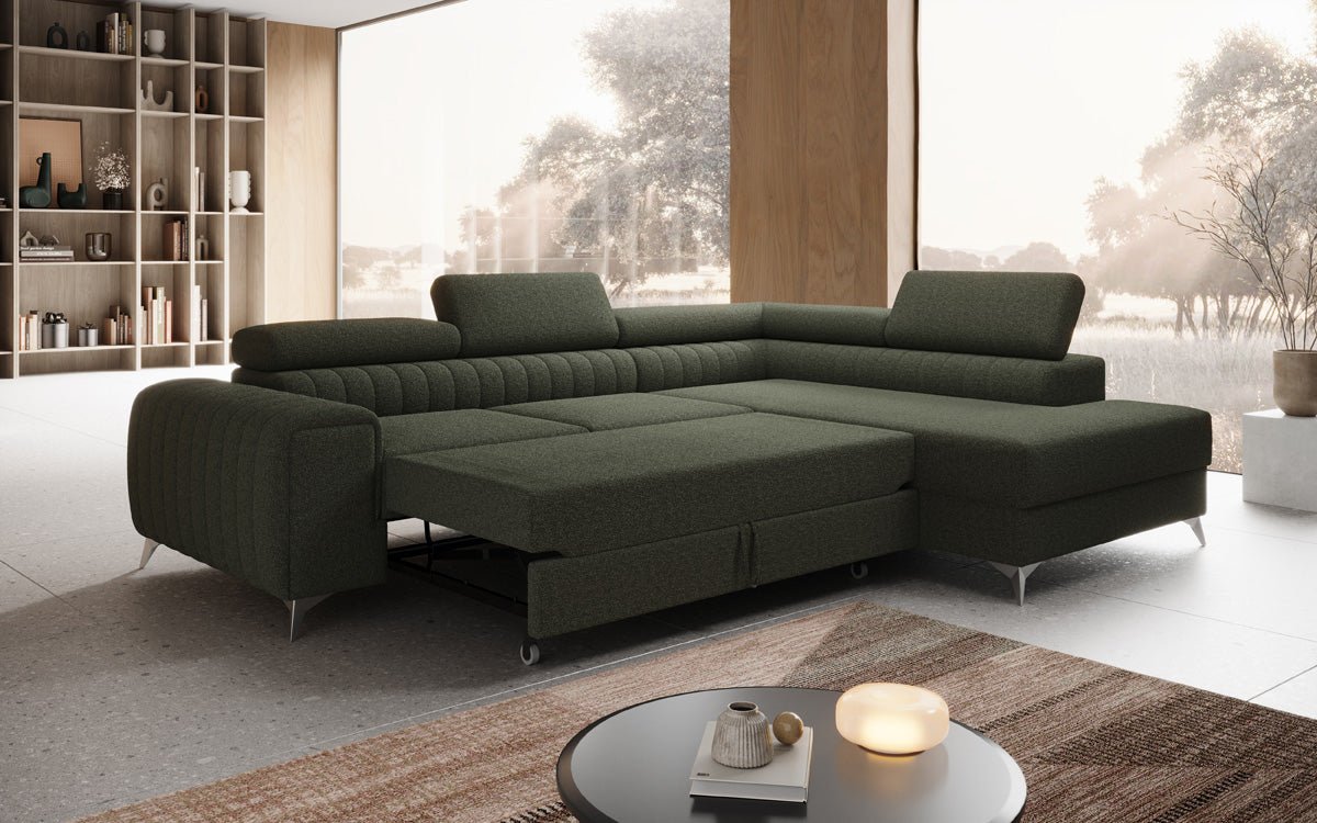 Designer Sofa Aurea L mit Schlaf- und Klappfunktion in Bouclé