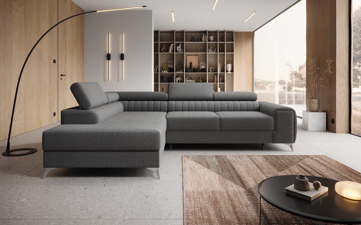 Designer Sofa Aurea L mit Schlaf- und Klappfunktion in Bouclé