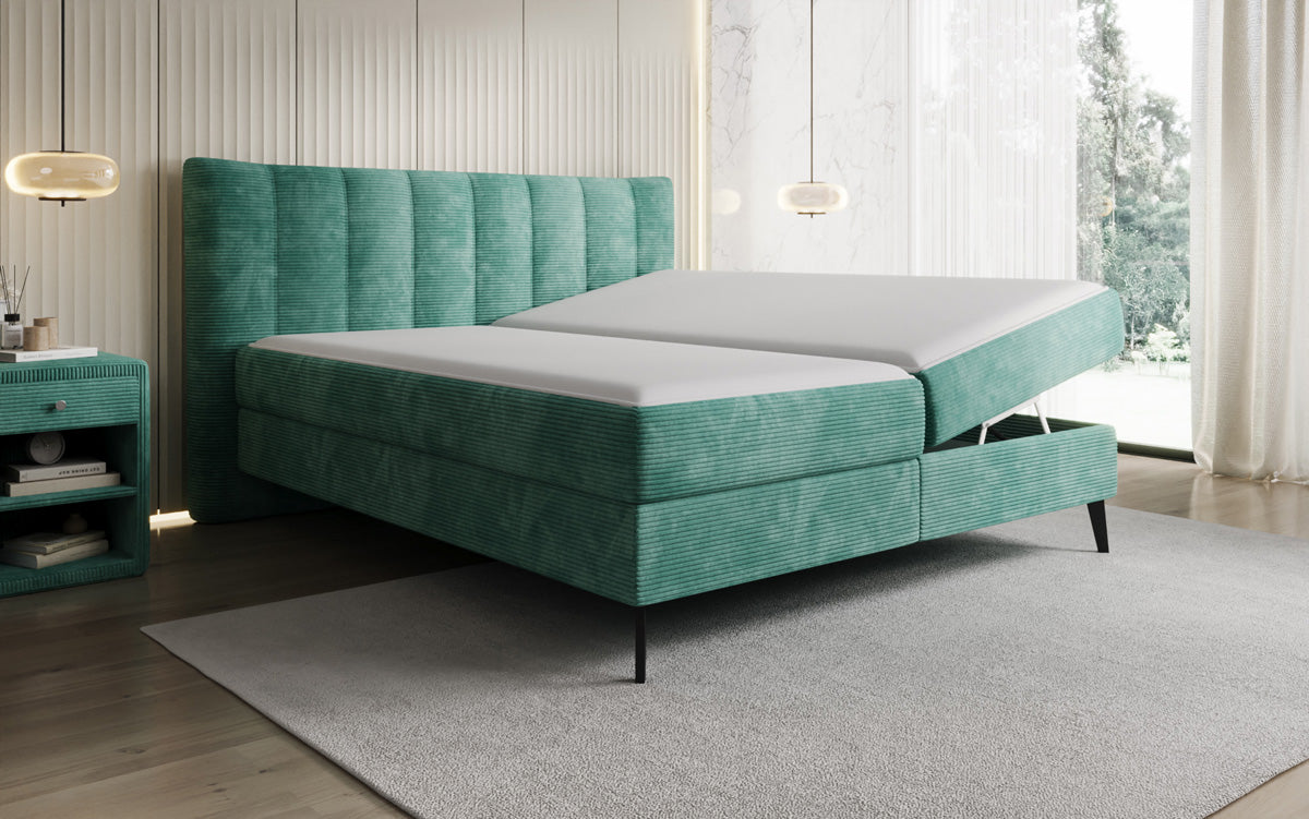 Boxspringbett Ines in Cord mit Stauraum