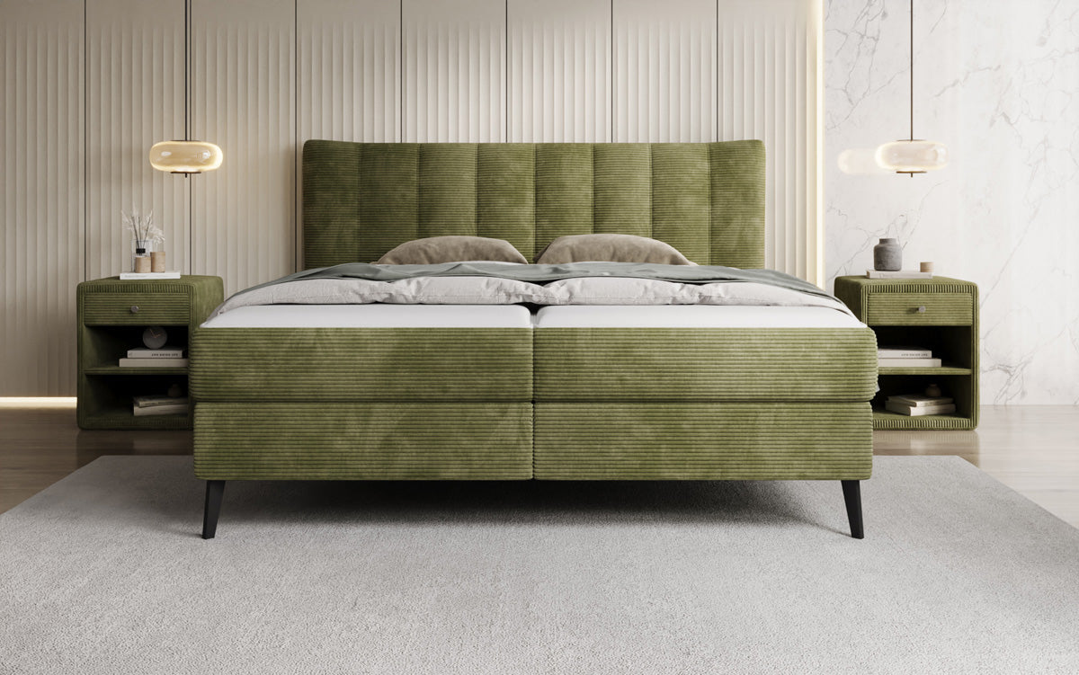 Boxspringbett Ines in Cord mit Stauraum