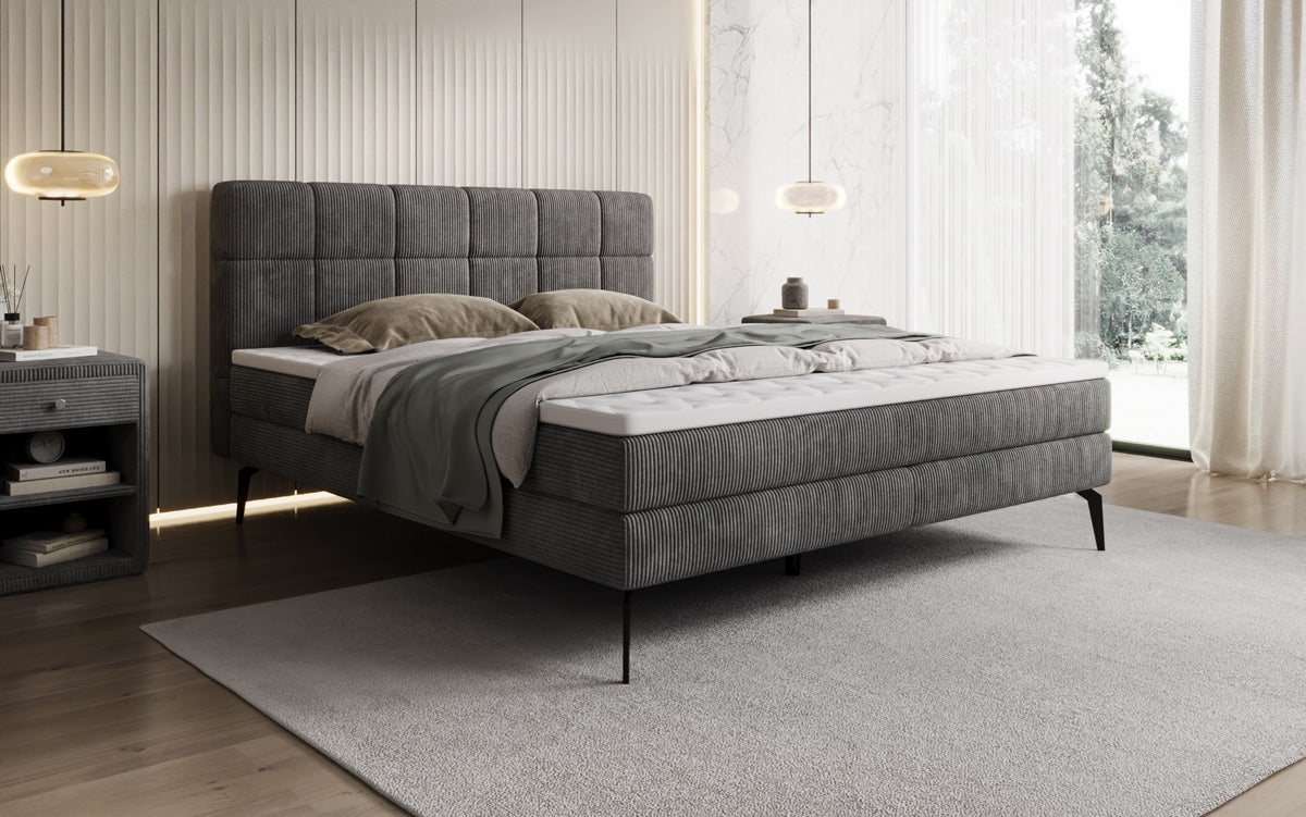 Boxspringbett Vera in Cord mit hohen Füßen
