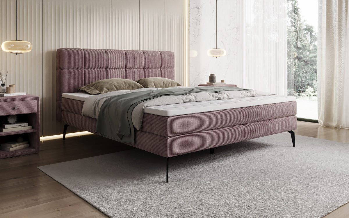 Boxspringbett Vera in Cord mit hohen Füßen