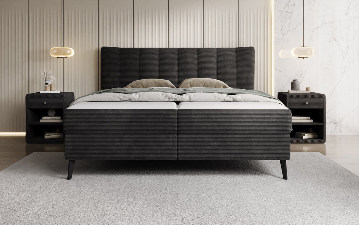 Boxspringbett Ines in Cord mit Stauraum