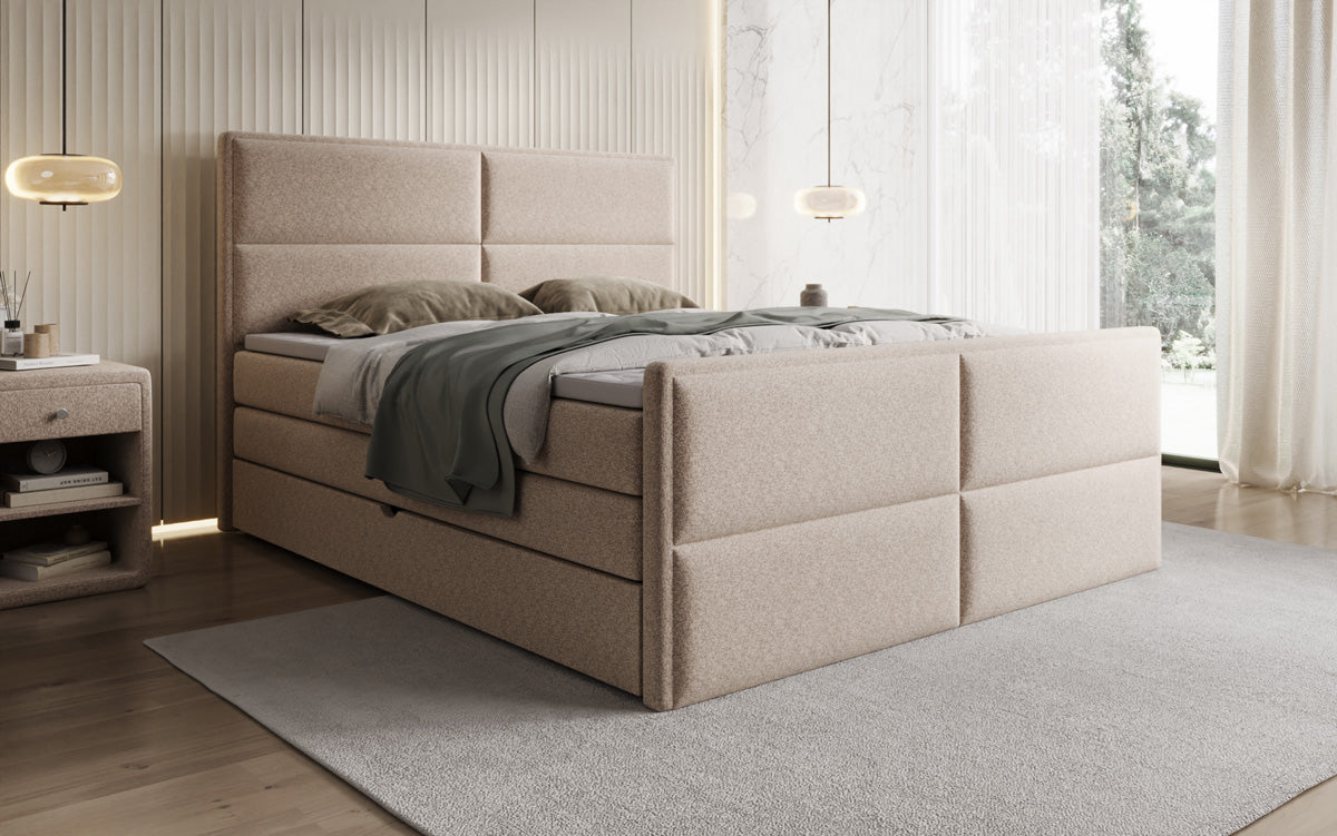 Boxspringbett Viola in Strukturstoff mit Stauraum