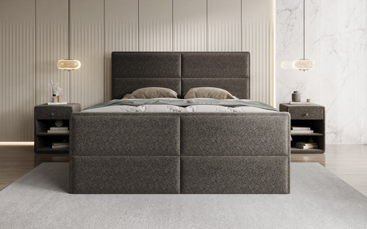 Boxspringbett Viola in Strukturstoff mit Stauraum