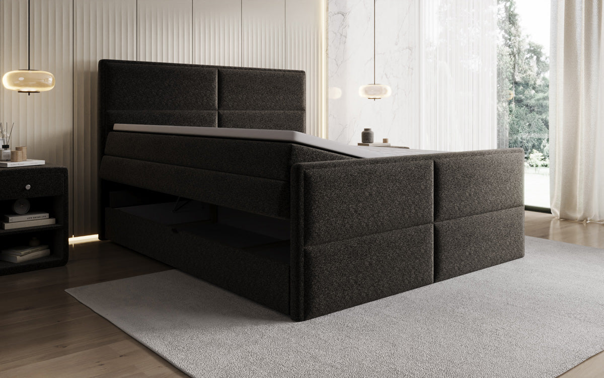 Boxspringbett Viola in Strukturstoff mit Stauraum