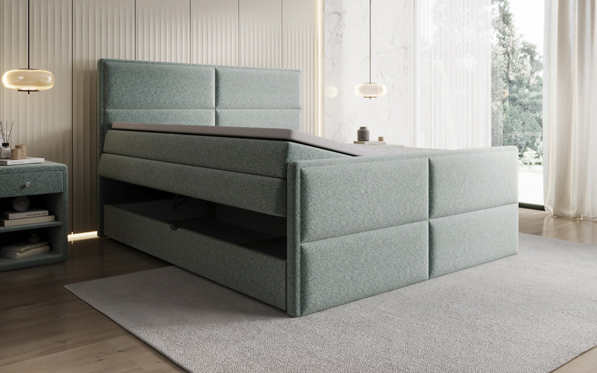 Boxspringbett Viola in Strukturstoff mit Stauraum
