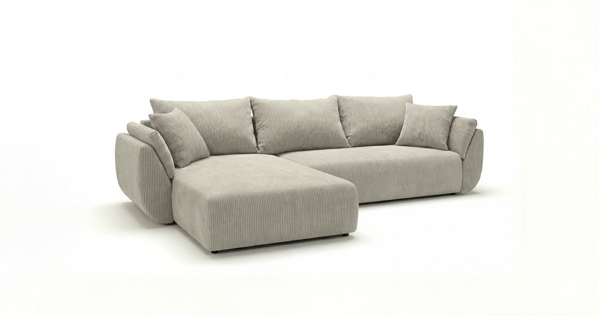 Designer Sofa Lenoa L mit Schlaf- und Klappfunktion in Cord