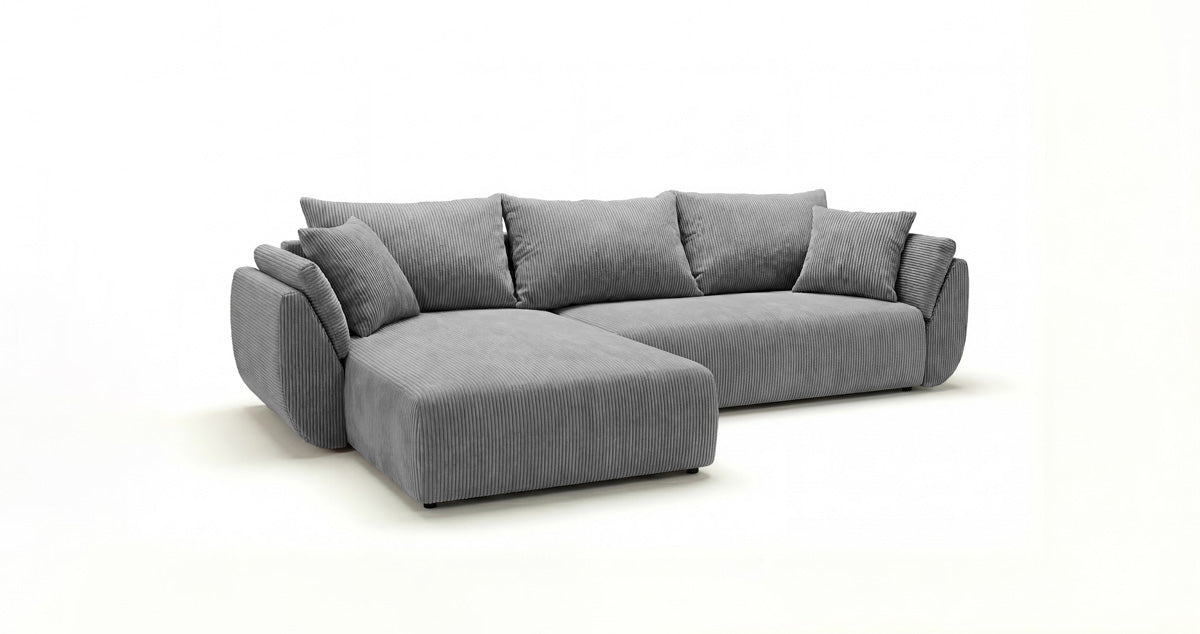 Designer Sofa Lenoa L mit Schlaf- und Klappfunktion in Cord