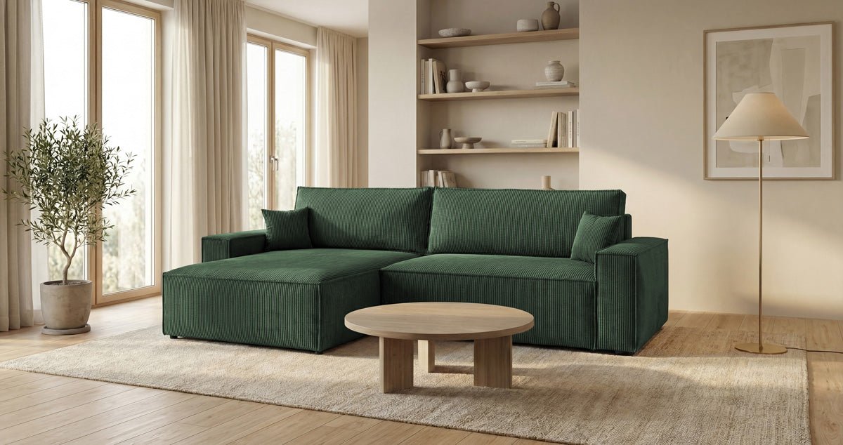 Designer Sofa Vienna mit Schlaf- und Klappfunktion in Cord