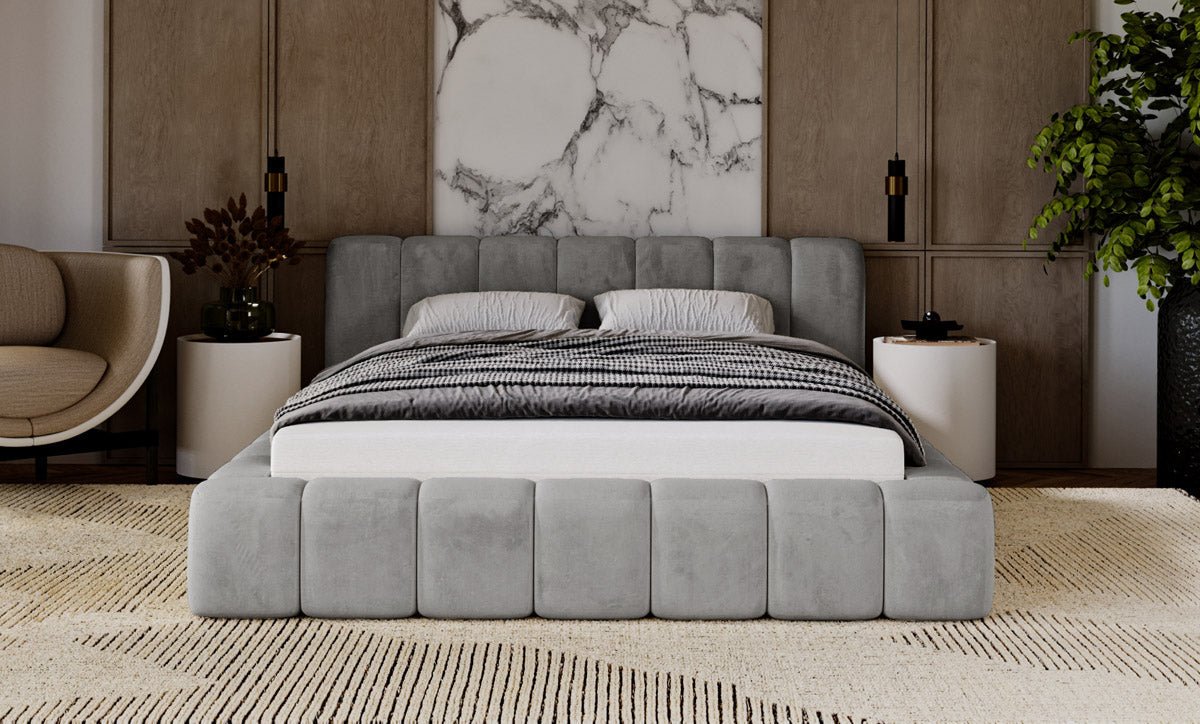 Designer Polsterbett Raphael in Samt mit Stauraum