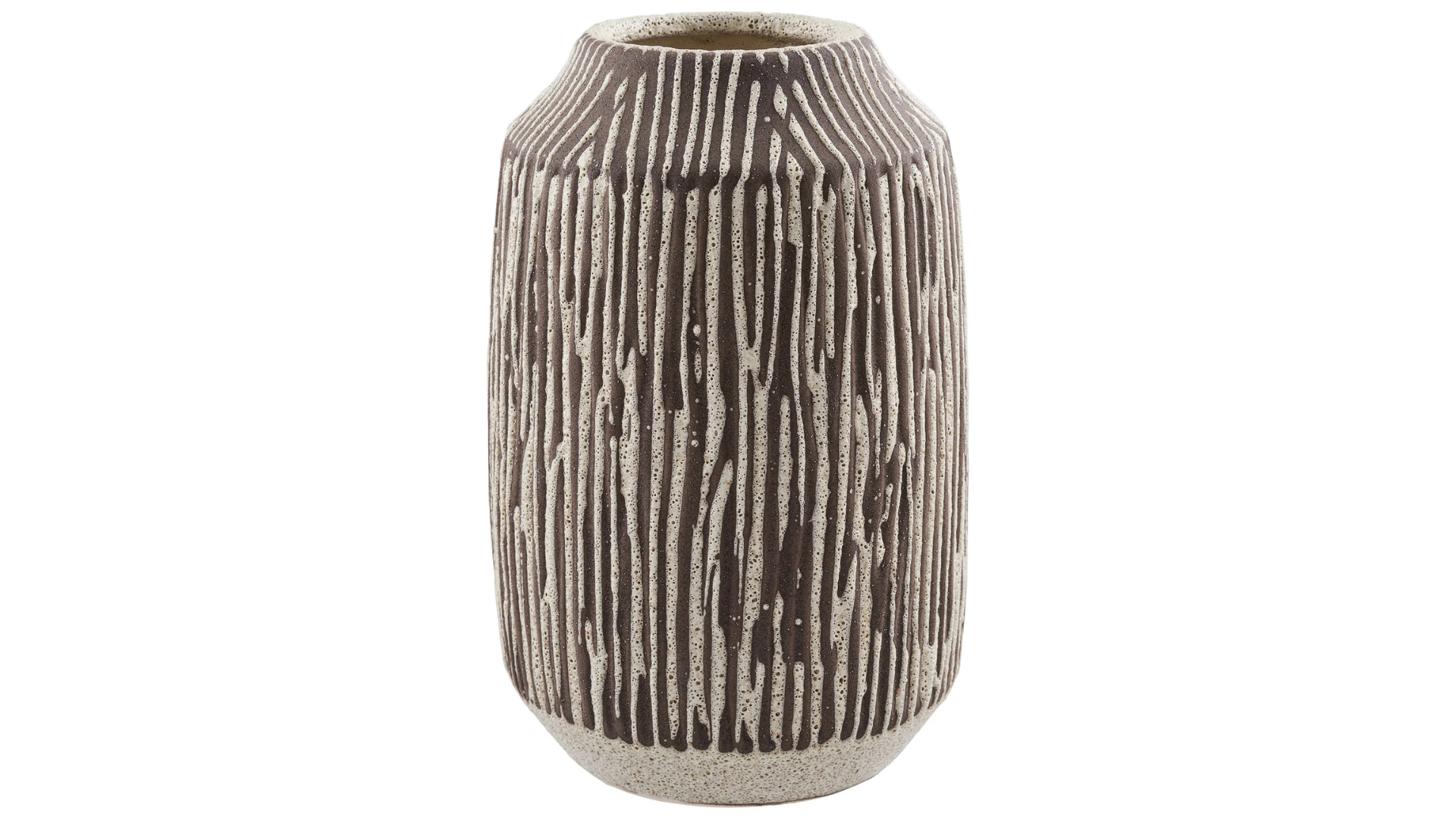 Vase Holiday - aus Keramik in Braun/Weiß
