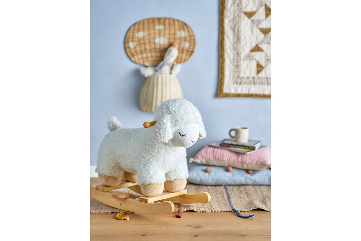 Schaukelspielzeug Salome – flauschiges Schaukeltier aus Holz für Babys & Kinder