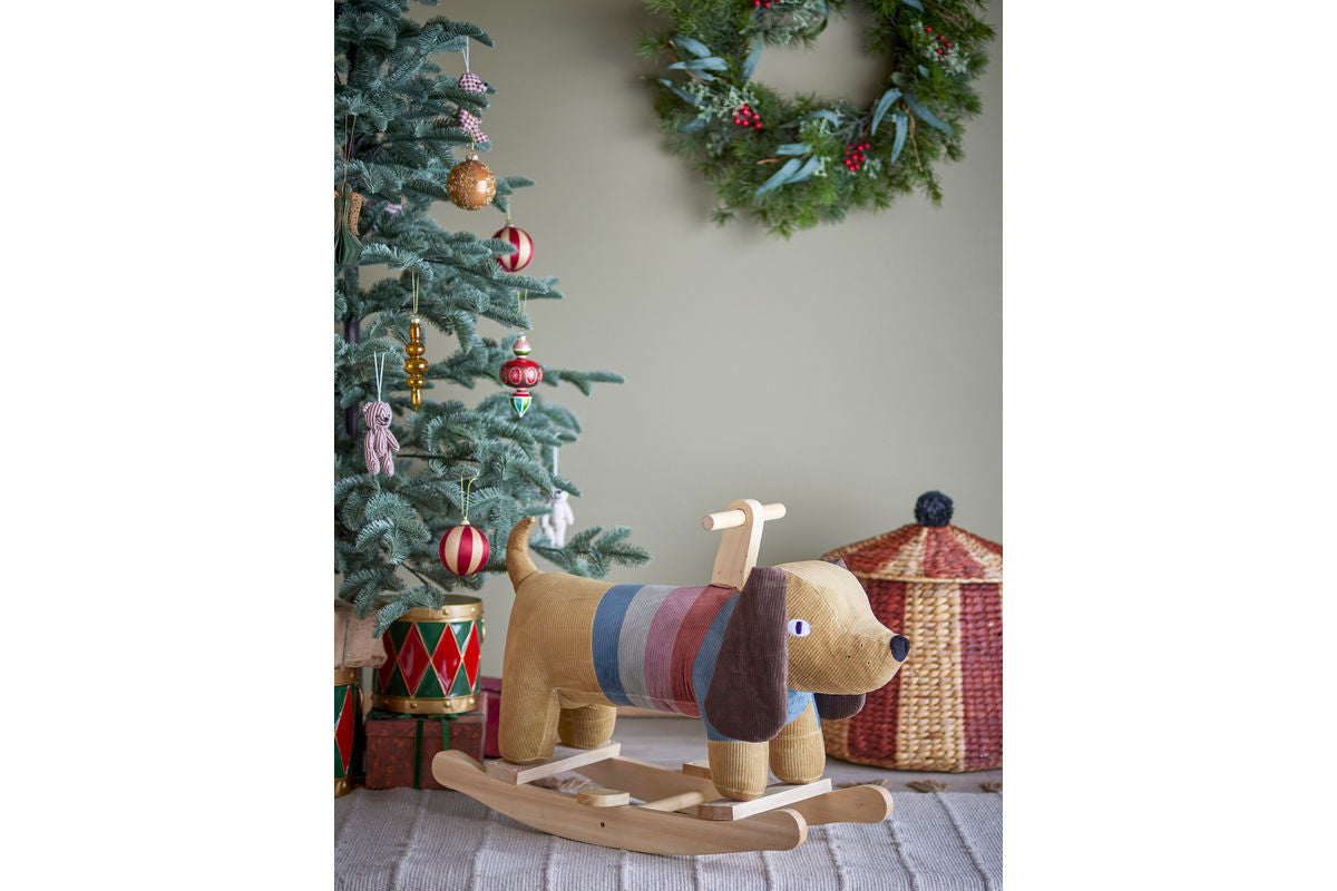 Kinder Schaukelpferd Maria - weiches Stoff-Schaukelspielzeug mit Holzgestell