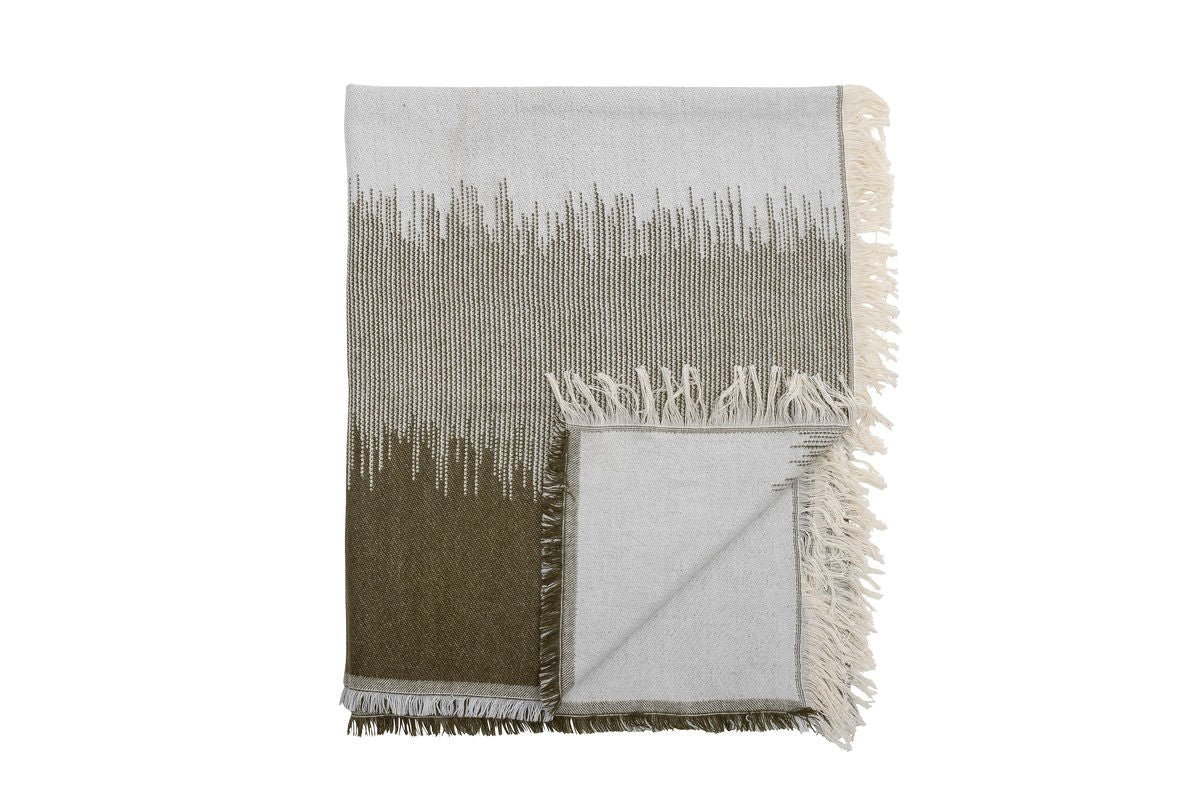 Tagesdecke Elvane – Gewebtes Design in Grün und Weiß