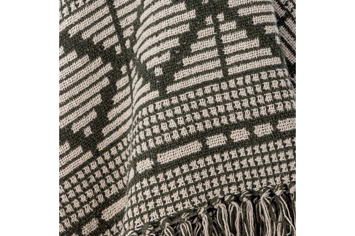 Überwurfdecke Alva – Grün, aus recycelter Baumwolle