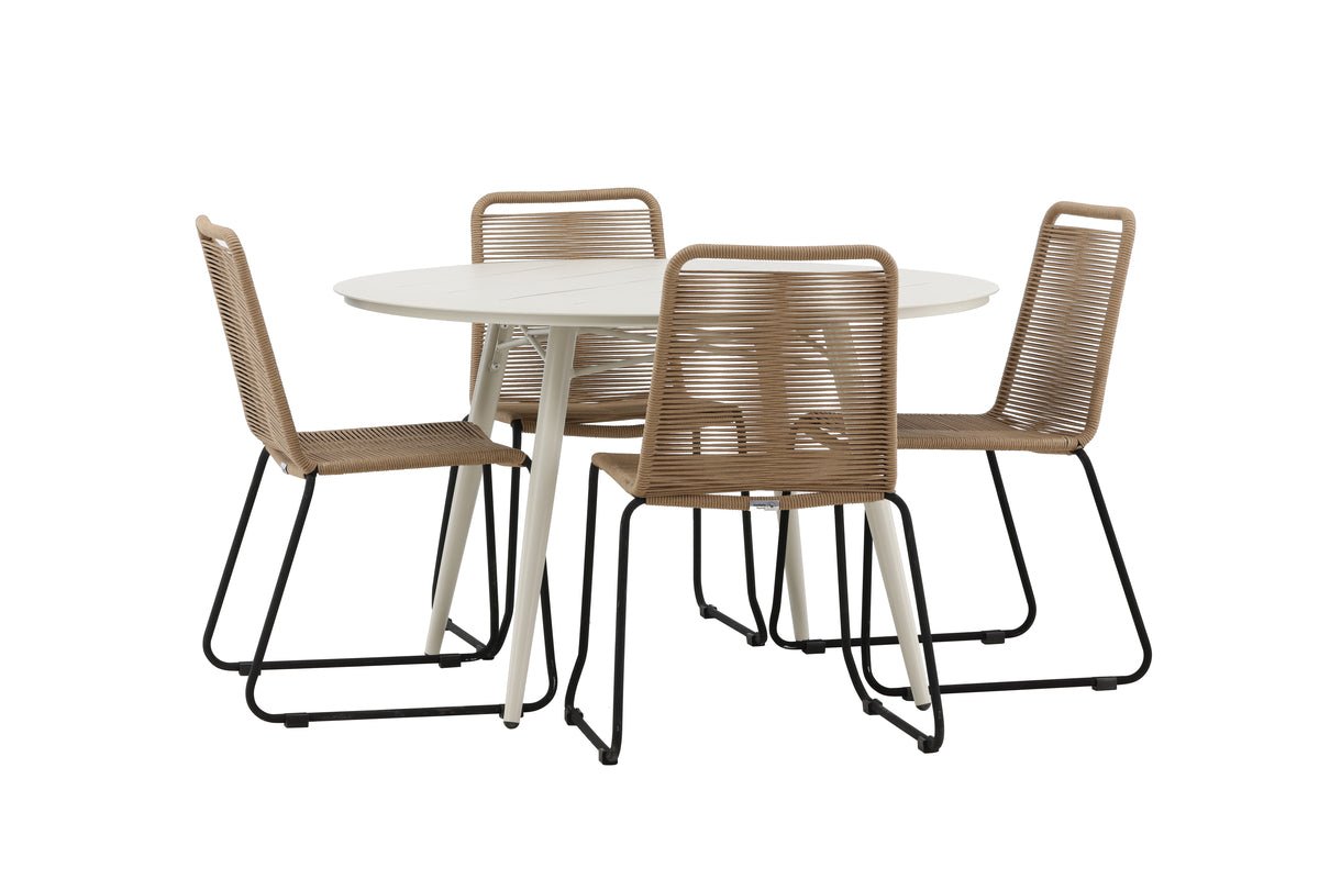 Garten Essgruppe Fina – 5-teiliges Gartenmöbel-Set mit rundem Tisch