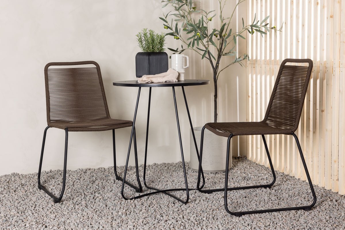 Garten Cafegruppe Aven – 3-teiliges Gartenmöbel-Set in Braun/Schwarz