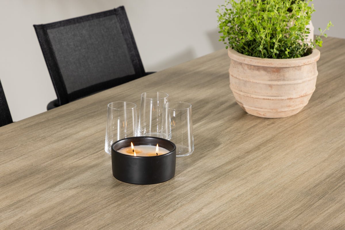 Garten Essgruppe Annika – 7-teiliges Gartenmöbel-Set in Schwarz/Weiß