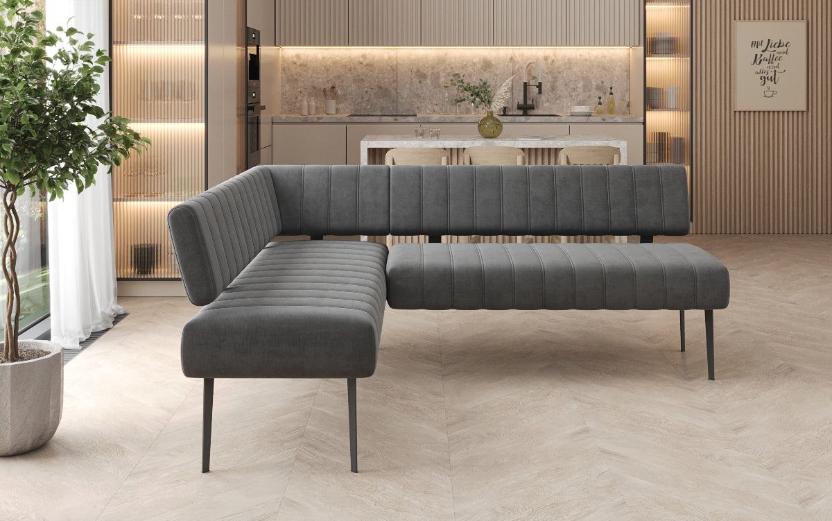 Gepolsterte Essbank Montero aus wasserabweisendem Samt mit Metallbeinen