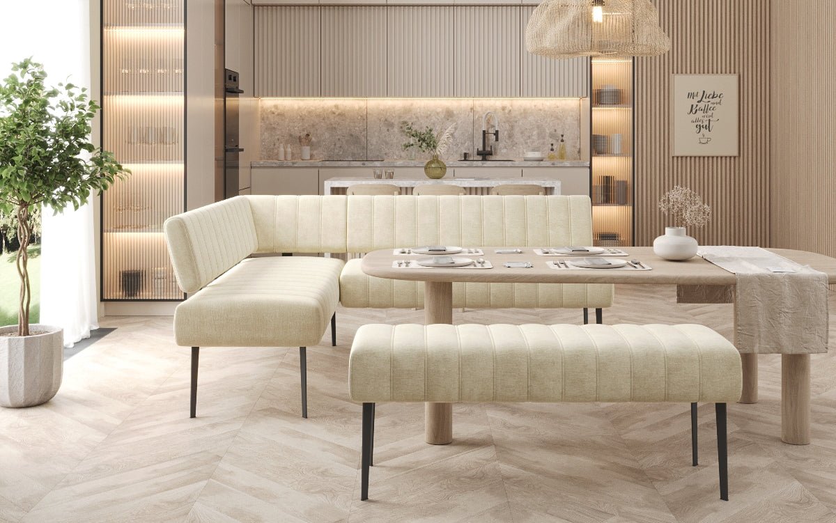 Essbank-Set Montero aus wasserabweisendem Samt mit Metallbeinen