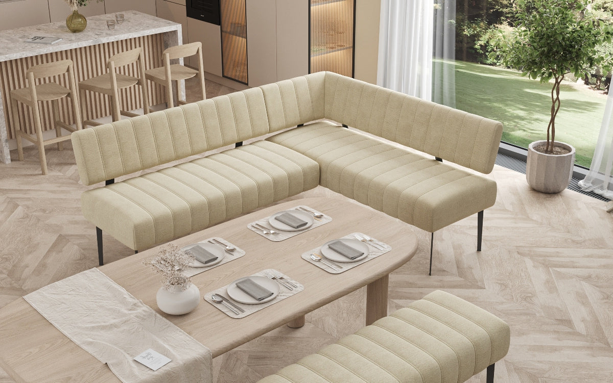 Gepolsterte Essbank Montero aus wasserabweisendem Samt mit Metallbeinen