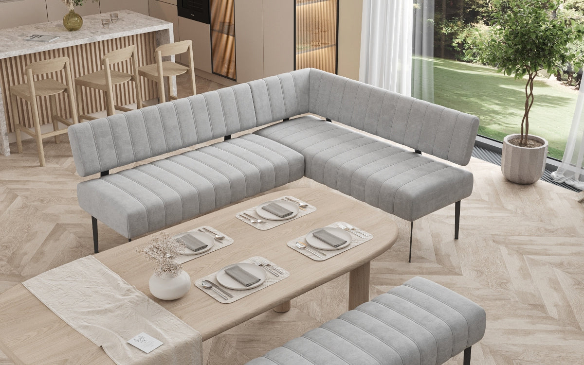 Gepolsterte Essbank Montero aus wasserabweisendem Samt mit Metallbeinen