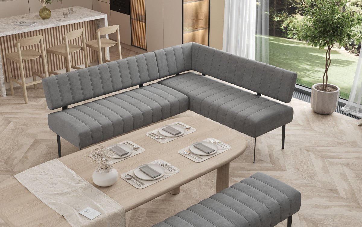 Essbank-Set Montero aus wasserabweisendem Samt mit Metallbeinen