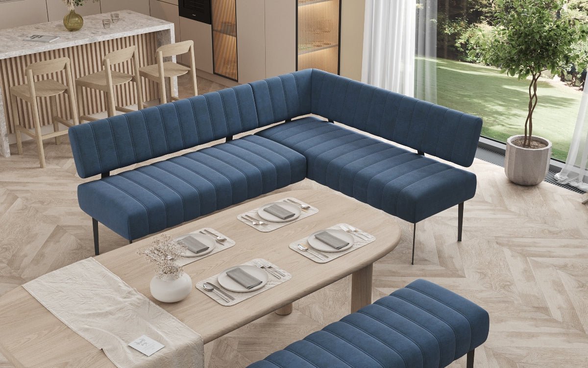 Essbank-Set Montero aus wasserabweisendem Samt mit Metallbeinen