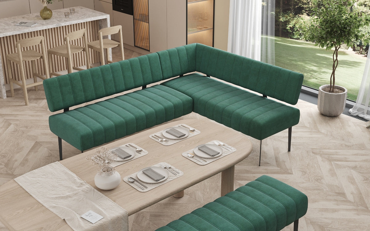 Gepolsterte Essbank Montero aus wasserabweisendem Samt mit Metallbeinen