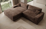 Designer Ecksofa Lugo in Cord – Braun – Links