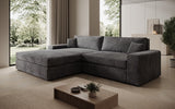 Designer Ecksofa Lugo in Cord – Grau – Links