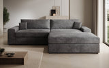Designer Ecksofa Lugo in Cord – Grau – Rechts