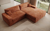 Designer Ecksofa Lugo in Cord – Orange – Rechts