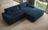 Designer Ecksofa Lugo in Cord – Blau – Rechts