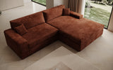 Designer Ecksofa Lugo in Cord – Terrakotta – Rechts
