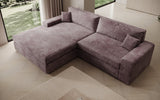 Designer Ecksofa Lugo in Cord – Mauve – Links
