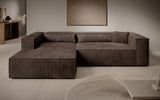 Designer Ecksofa Vasto in Cord – Braun – Links