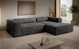Designer Ecksofa Vasto in Cord – Grau – Rechts