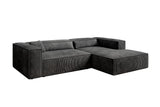 Designer Ecksofa Vasto in Cord – Grau – Rechts