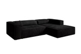 Designer Ecksofa Vasto in Cord – Schwarz – Rechts