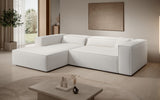 Designer Ecksofa Vasto in Strukturstoff – Weiß – Links