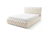 Designer Polsterbett Rivo in Samt mit Stauraum – Beige
