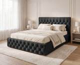 Designer Polsterbett Rivo in Samt mit Stauraum – Schwarz